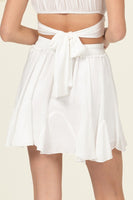 NOT YOUR GIRL DRAWSTRING RUFFLED MINI SKIRT