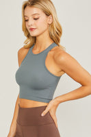 Knit Solid Cropped Seamless Tank Top