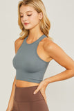 Knit Solid Cropped Seamless Tank Top