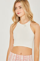 Knit Solid Cropped Seamless Tank Top