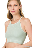 WASHED RIBBED SEAMLESS CROPPED CAMI TOP