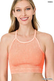 WASHED RIBBED SEAMLESS CROPPED CAMI TOP