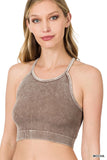 WASHED RIBBED SEAMLESS CROPPED CAMI TOP