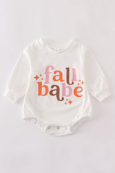 White fall babe buttons romper