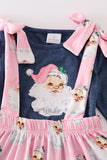 Navy santa applique dress set