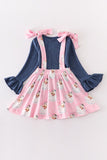 Navy santa applique dress set