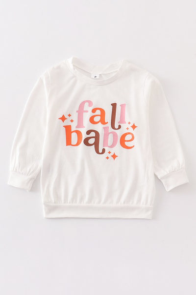 White fall babe sweatshirt top