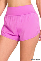 HIGH WAISTED BAND FOLD-OVER RUNNING SHORTS