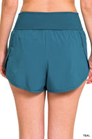 HIGH WAISTED BAND FOLD-OVER RUNNING SHORTS