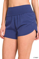 HIGH WAISTED BAND FOLD-OVER RUNNING SHORTS