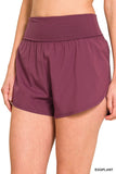 HIGH WAISTED BAND FOLD-OVER RUNNING SHORTS