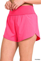 HIGH WAISTED BAND FOLD-OVER RUNNING SHORTS