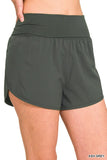 HIGH WAISTED BAND FOLD-OVER RUNNING SHORTS