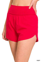 HIGH WAISTED BAND FOLD-OVER RUNNING SHORTS