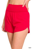 HIGH WAISTED BAND FOLD-OVER RUNNING SHORTS