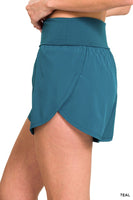 HIGH WAISTED BAND FOLD-OVER RUNNING SHORTS