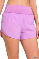 HIGH WAISTED BAND FOLD-OVER RUNNING SHORTS