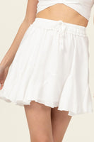 NOT YOUR GIRL DRAWSTRING RUFFLED MINI SKIRT