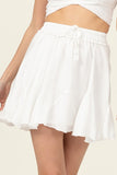 NOT YOUR GIRL DRAWSTRING RUFFLED MINI SKIRT