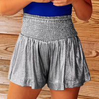 High Waist Smocked Waist Shorts