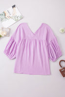 Dropped Shoulder V-Neck Blouse