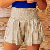 High Waist Smocked Waist Shorts