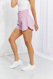 Zenana Cross Country Smocked Waist Running Shorts in Pink