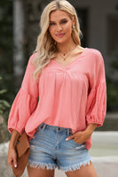 Dropped Shoulder V-Neck Blouse