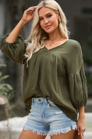 Dropped Shoulder V-Neck Blouse