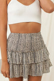 Printed Frill Trim Smocked Mini Skirt