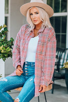 Plaid Curved Hem Dropped Shoulder Longline Shirt Jacket