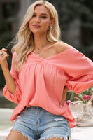 Dropped Shoulder V-Neck Blouse